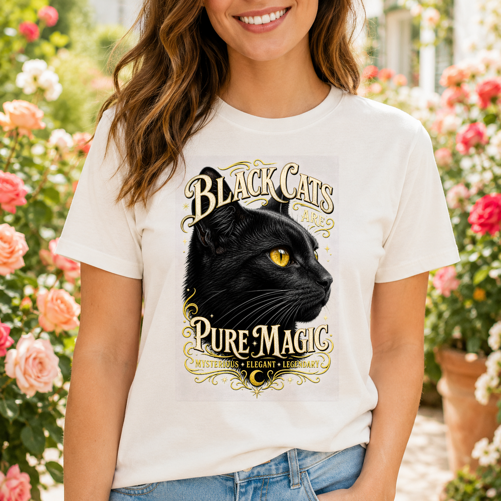 Black Cat Profile Yellow Eye Tshirt