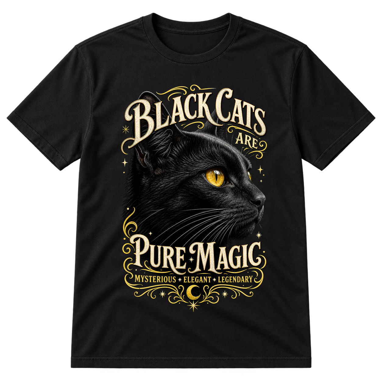 Black Cat Profile Yellow Eye Tshirt