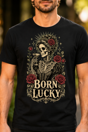 Born Lucky Skeleton Lady Tshirt