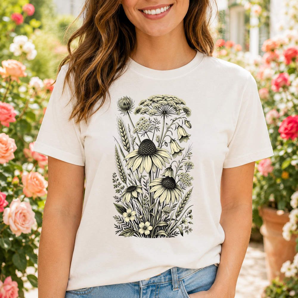 Botanical Wildflower Illustration Tshirt