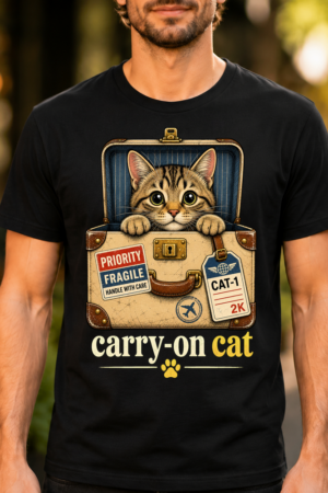Carry On Cat Suitcase Pun Tshirt