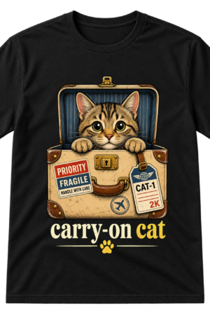 Carry On Cat Suitcase Pun Tshirt