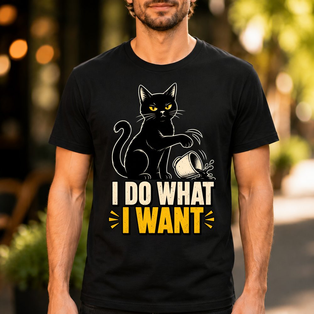 Cat Knocking Over Cup I Do What I Want Tshirt
