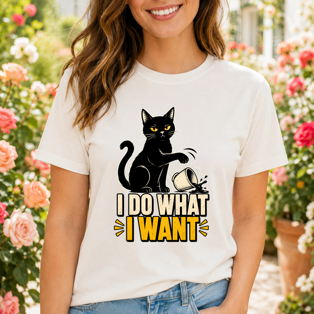Cat Knocking Over Cup I Do What I Want Tshirt