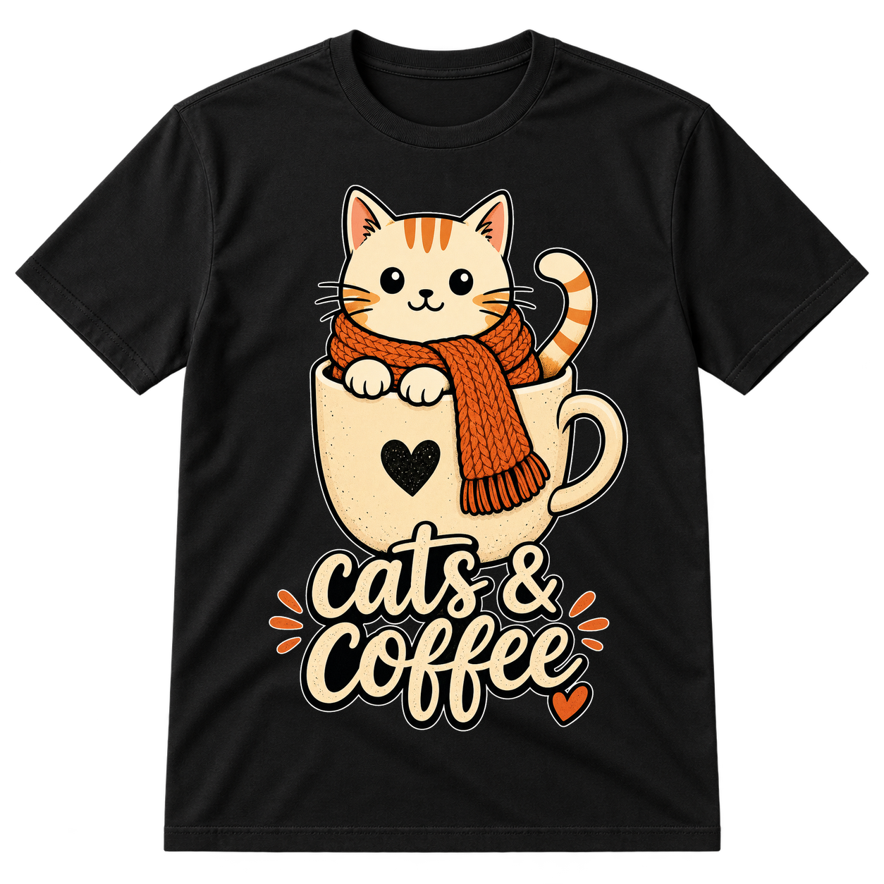 Cats And Coffee Cozy Illustration Tshirt