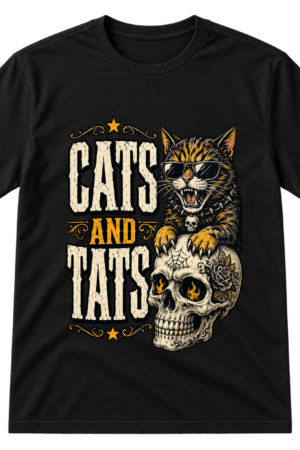 Cats And Tats Skull Design Tshirt