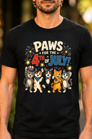 Cats With Fireworks And Hotdog Tshirt