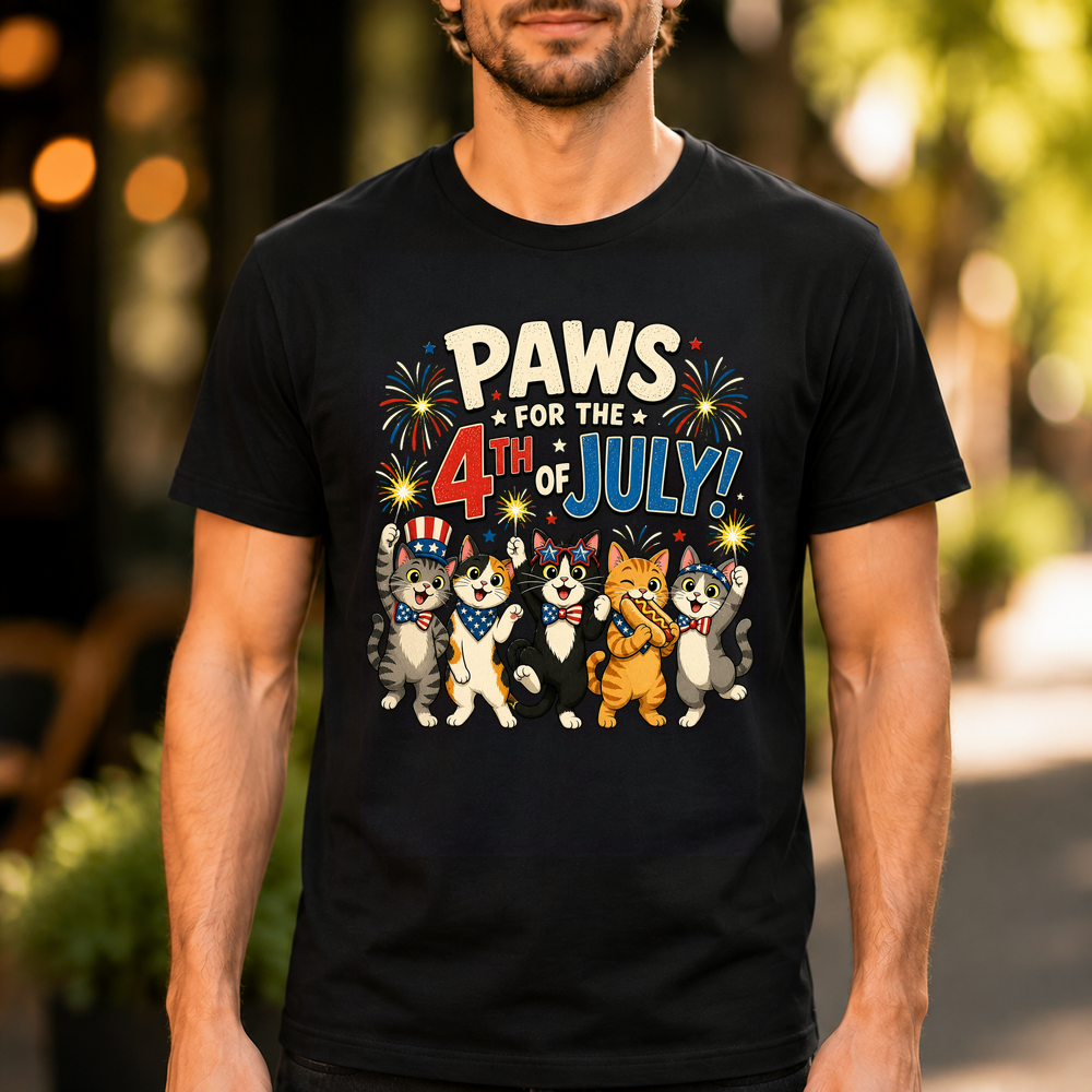 Cats With Fireworks And Hotdog Tshirt