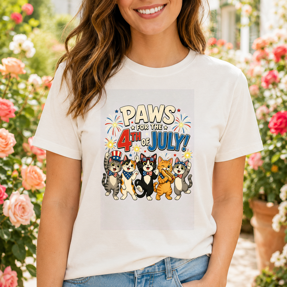 Cats With Fireworks And Hotdog Tshirt