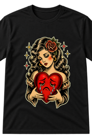 Crying Heart Woman Tattoo Style Tshirt