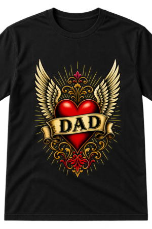 Dad Winged Heart Tattoo Style Tshirt