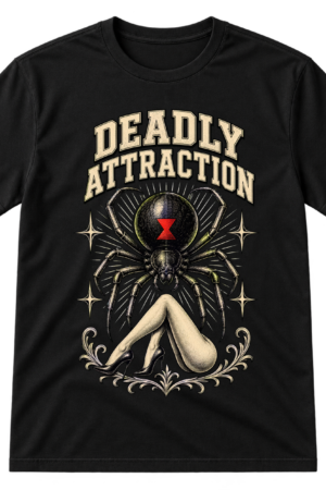 Deadly Attraction Black Widow Spider Tshirt