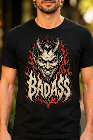 Devil Badass Flames Typography Tshirt