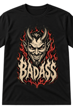 Devil Badass Flames Typography Tshirt