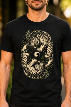 Dual Tigers Circular Design Tshirt