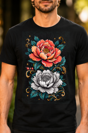 Dual Tone Floral Illustration Tshirt