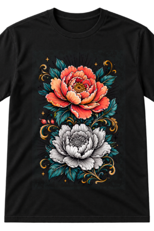 Dual Tone Floral Illustration Tshirt