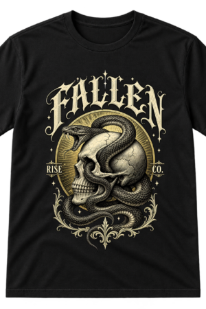 Fallen Skull Snake Gothic Typography Tshirt