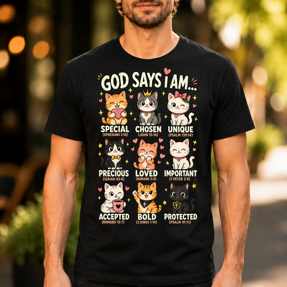 God Says I Am Cats Affirmations Tshirt