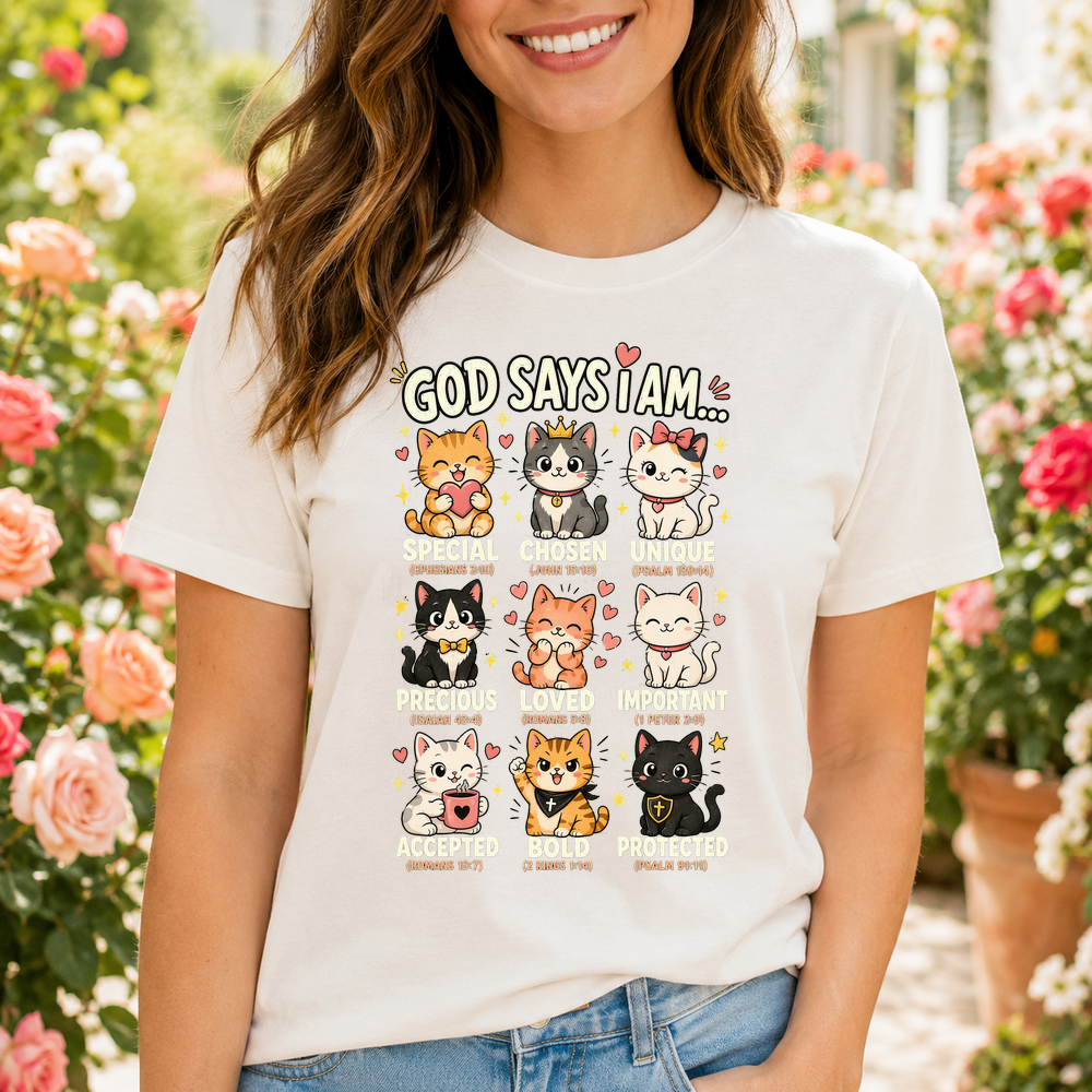 God Says I Am Cats Affirmations Tshirt
