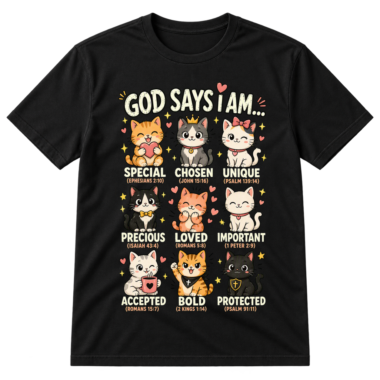 God Says I Am Cats Affirmations Tshirt