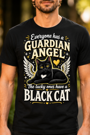 Guardian Angel Black Cat Tshirt