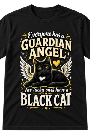Guardian Angel Black Cat Tshirt