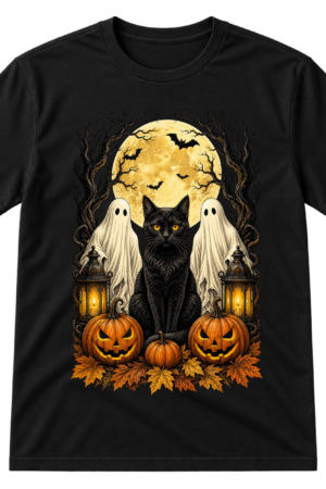 Halloween Spooky Cat Ghosts Moon Tshirt