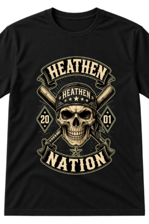 Heathen Nation Skull Baseball Bat Patch Tshirt