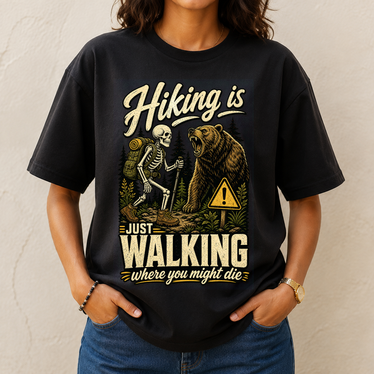 Hiking Is Just Walking Tshirt