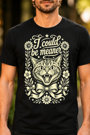 I Could Be Meaner Cat Print Tshirt