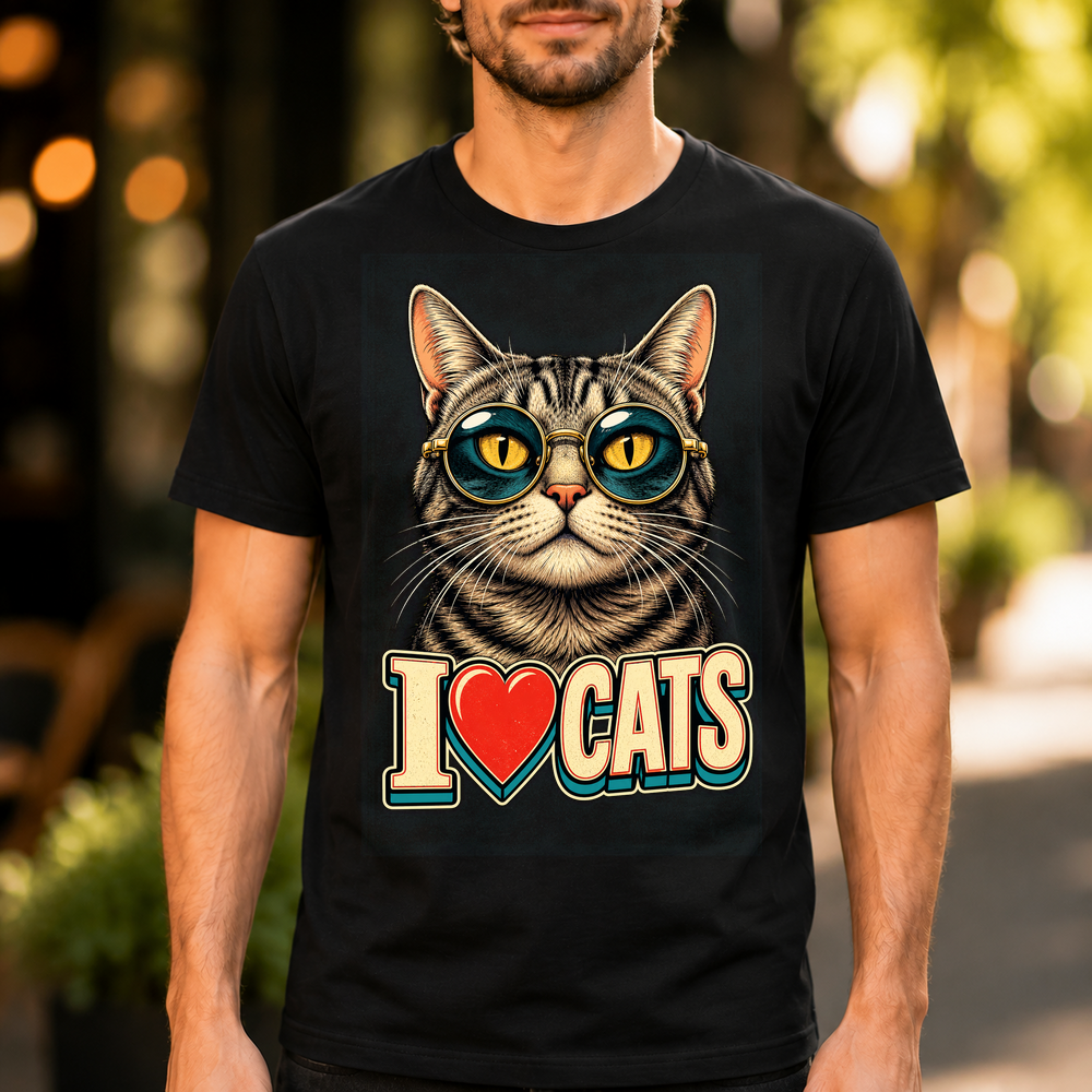 I Love Cats Cool Cat Sunglasses Tshirt
