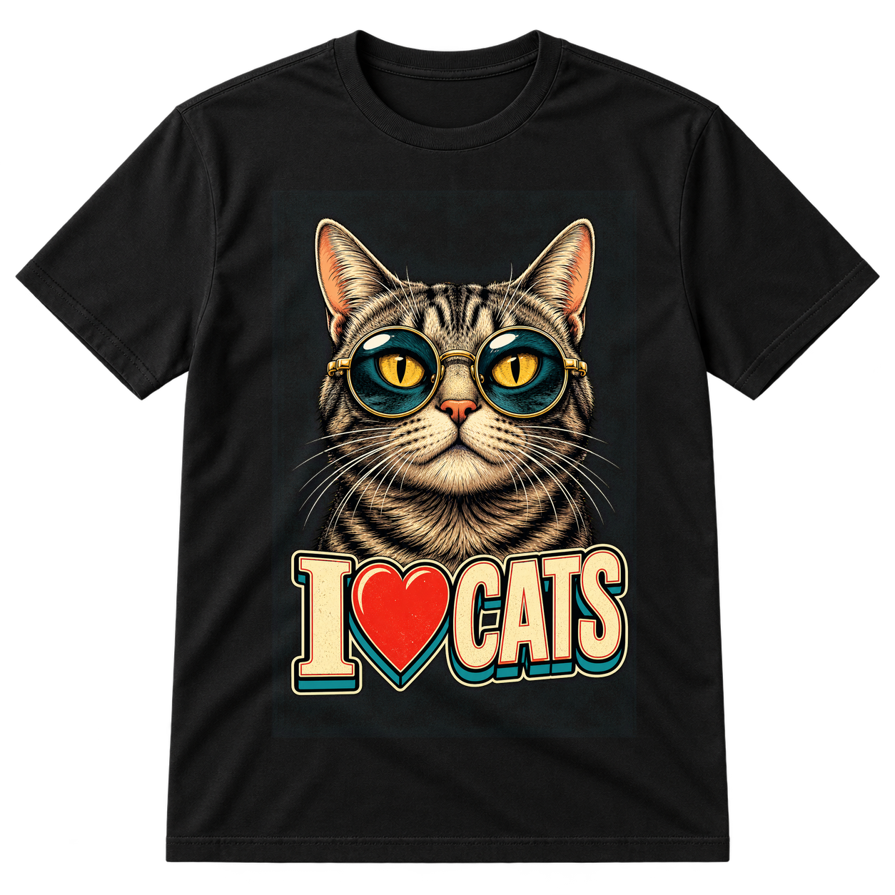 I Love Cats Cool Cat Sunglasses Tshirt