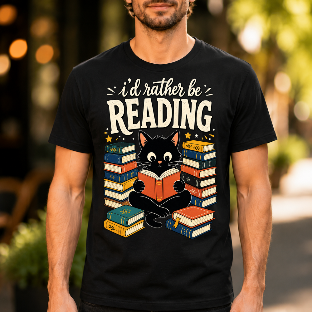 Id Rather Be Reading Cat Tshirt
