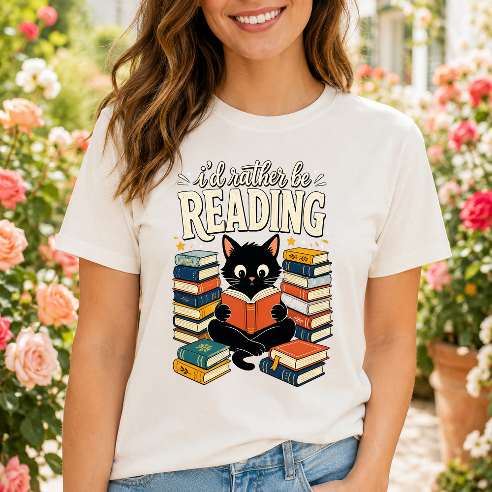 Id Rather Be Reading Cat Tshirt