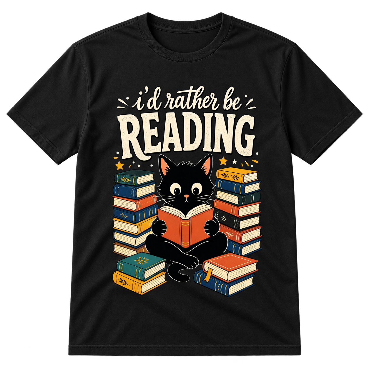 Id Rather Be Reading Cat Tshirt