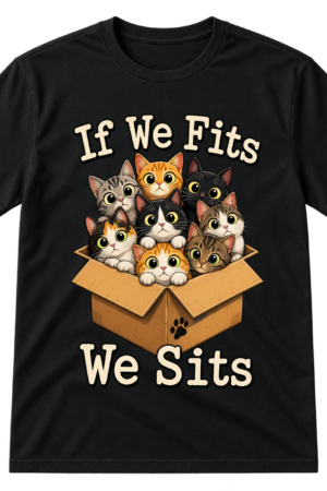 If We Fits We Sits Cats In Box Tshirt