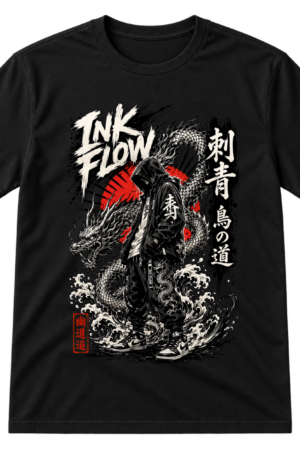 Ink Flow Japanese Streetwear Dragon Tshirt