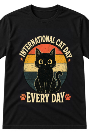 International Cat Day Every Day Retro Sunset Tshirt