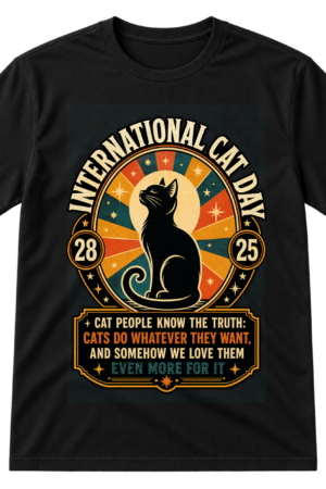 International Cat Day Vintage Badge Tshirt