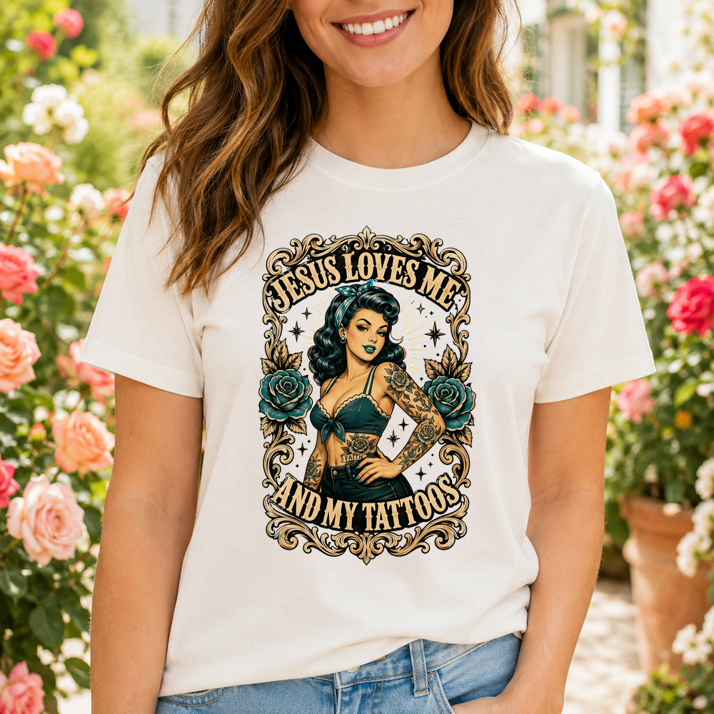 Jesus Loves Me And My Tattoos Tshirt
