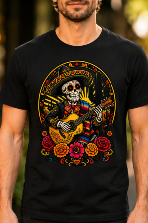 Mariachi Skeleton Guitarist Tshirt