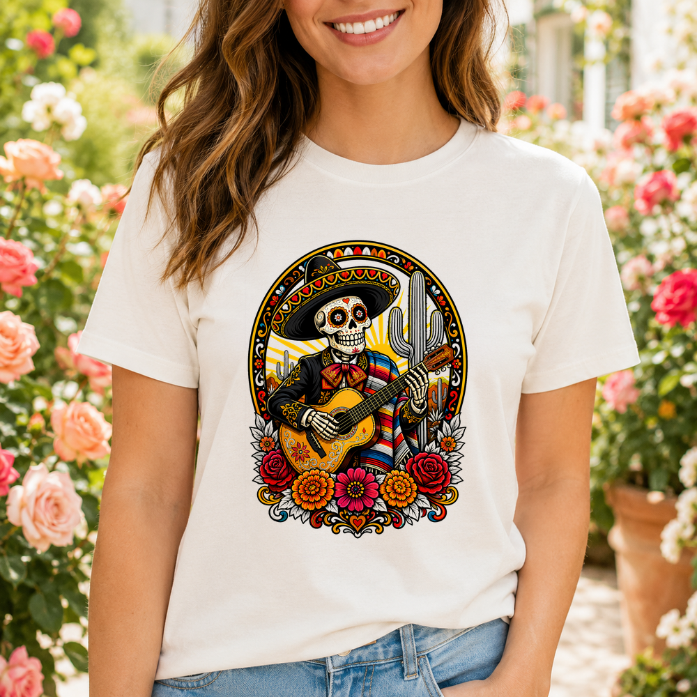 Mariachi Skeleton Guitarist Tshirt