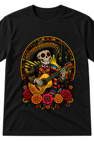 Mariachi Skeleton Guitarist Tshirt