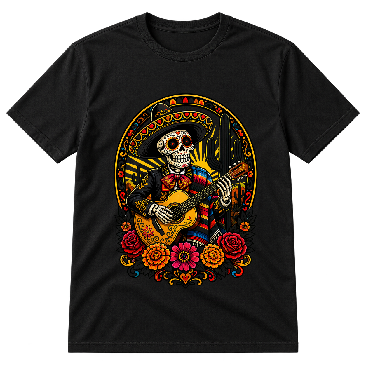Mariachi Skeleton Guitarist Tshirt