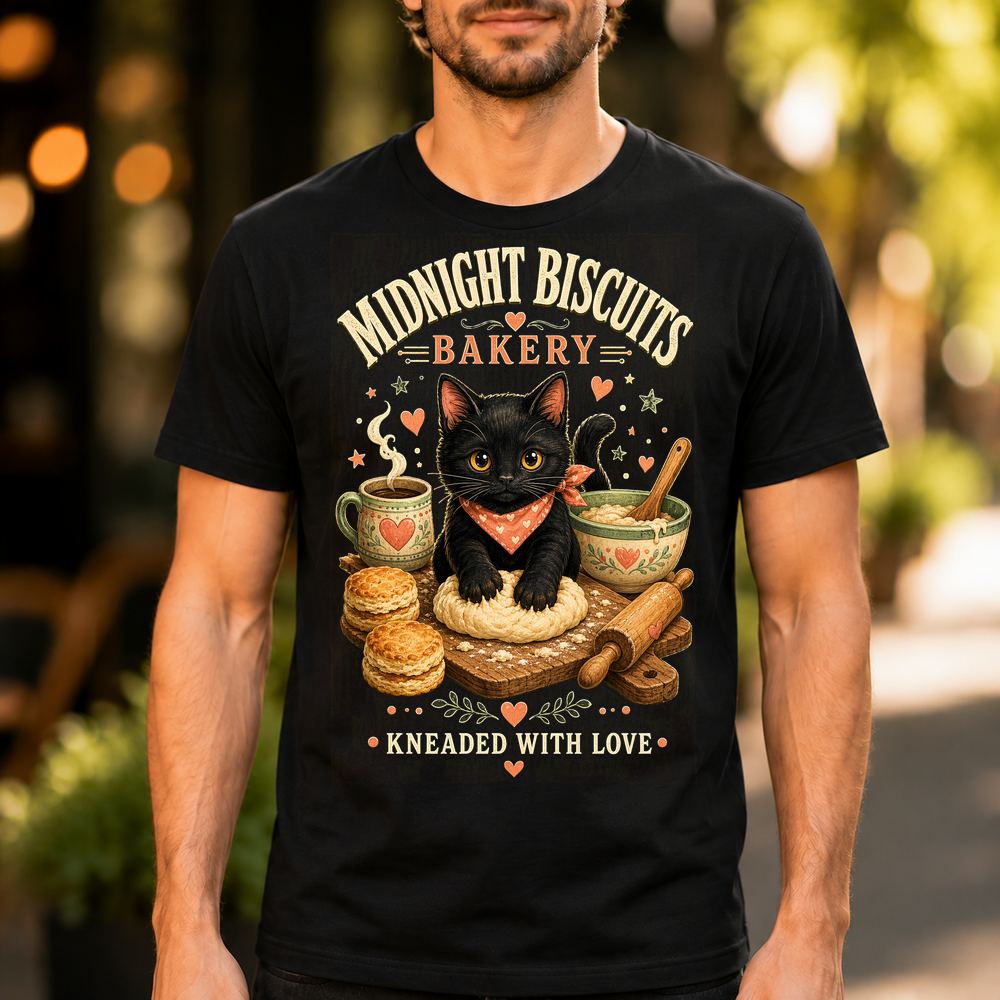 Midnight Biscuits Bakery Cat Tshirt