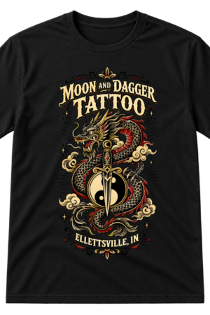 Moon And Dagger Tattoo Dragon Design Tshirt