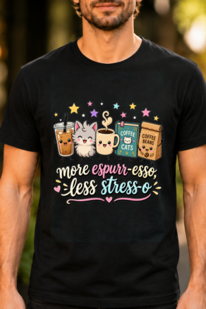 More Espurr Esso Less Stress O Coffee Cats Tshirt