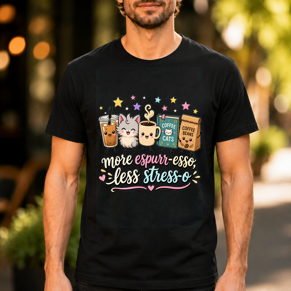 More Espurr Esso Less Stress O Coffee Cats Tshirt