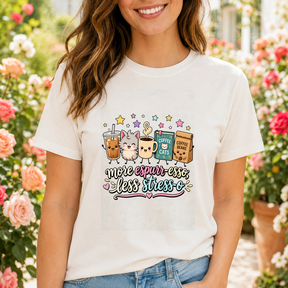 More Espurr Esso Less Stress O Coffee Cats Tshirt